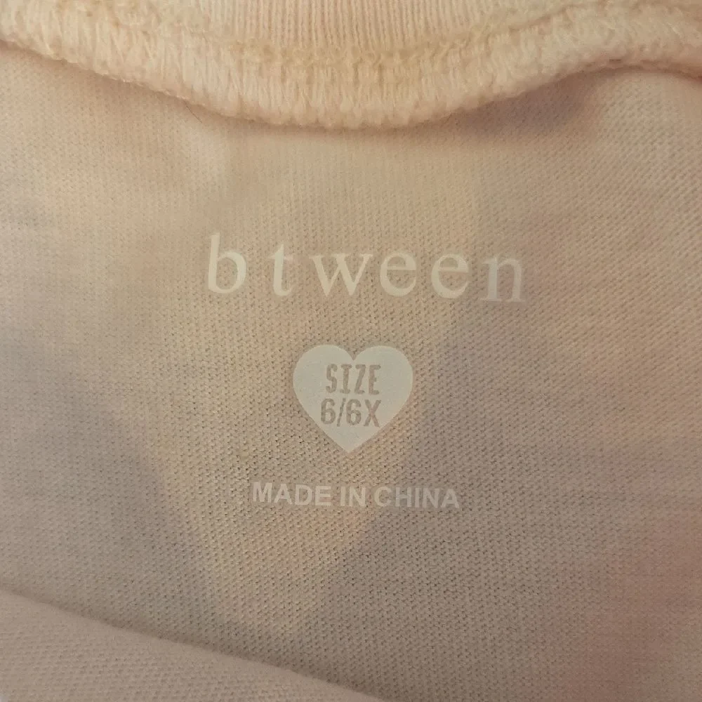 btween Cream Short Sleeve Tee with Floral Design